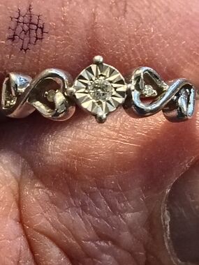 Vintage Sterling Silver Diamond Heart Engagement Promise Statement Signed Size 7